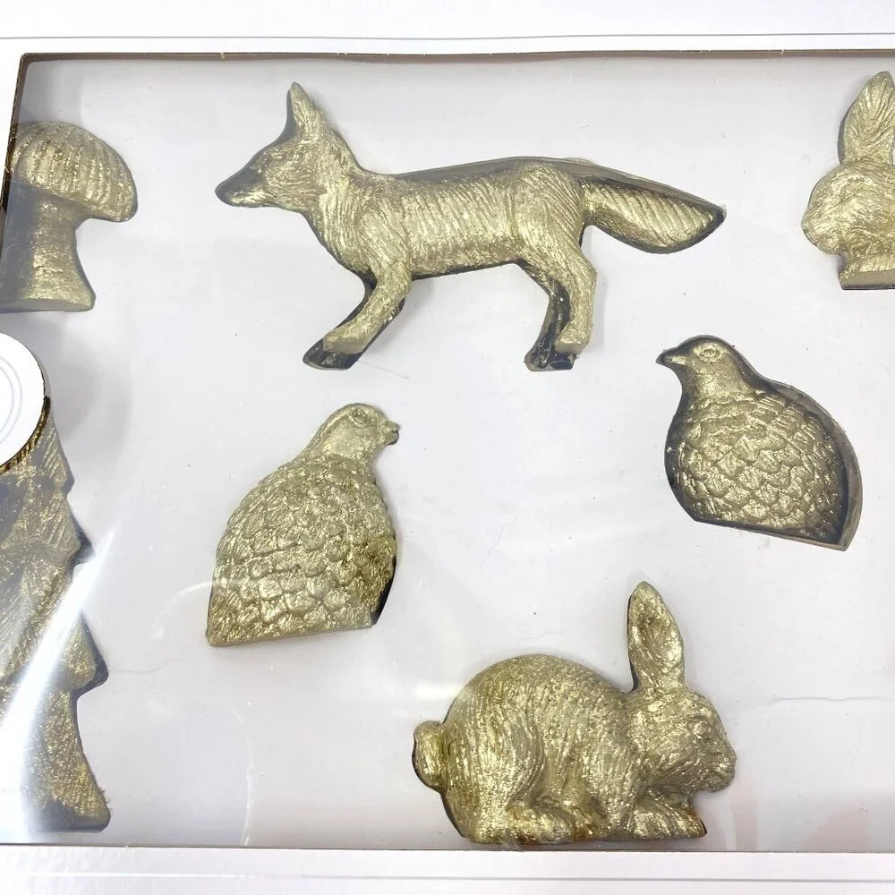 Target 8pk Christmas Poly Figural Decor Set Birds/Bunny/Trees Gold Wondershop™
